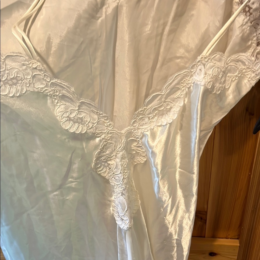 Ivory Satin Lace-Trim Slip Dress - Women Intimates - Picture 9 of 12